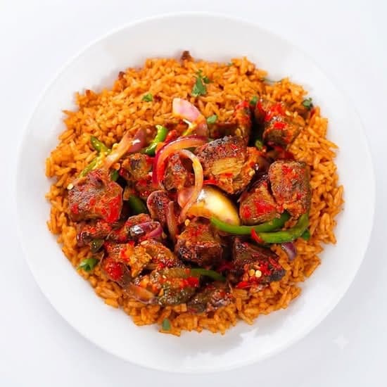 Jollof and Asun (Spicy Goat Meat)